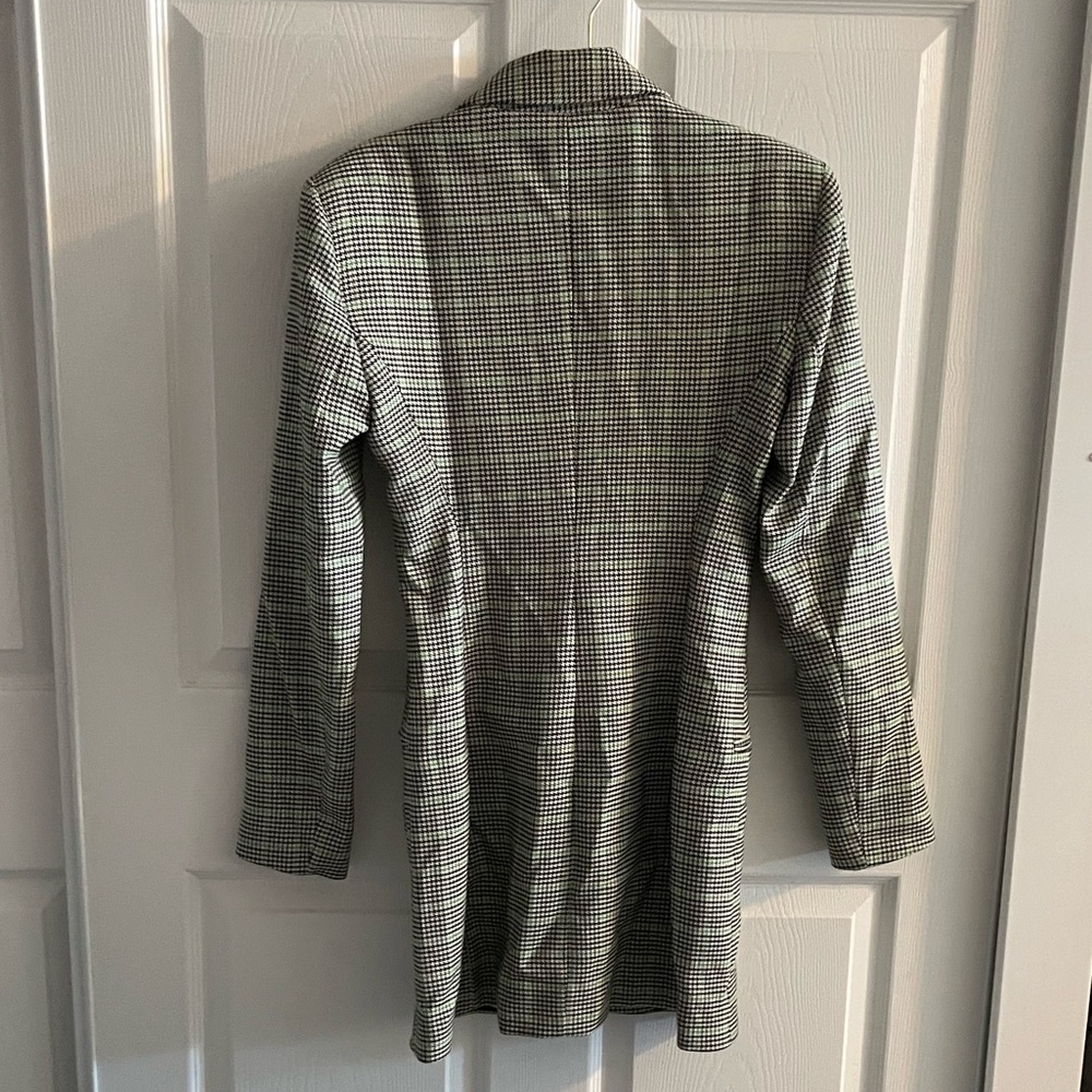 ZARA LONG SLEEVE PLAID BLAZER DRESS - Picture 7 of 8